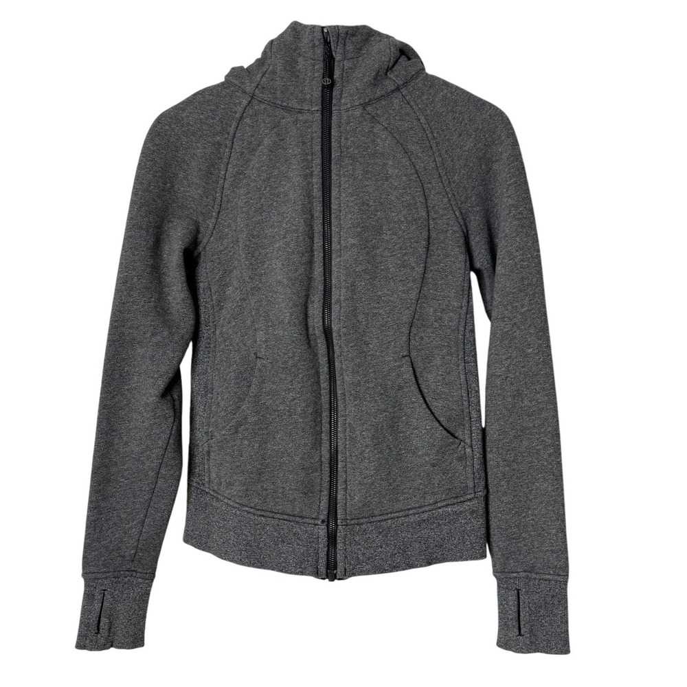 Lululemon Scuba Full Zip Hoodie Heathered Grey Fleece Active Jacket Womens 2